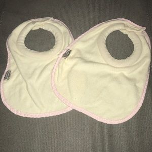 Cream and pink bibs